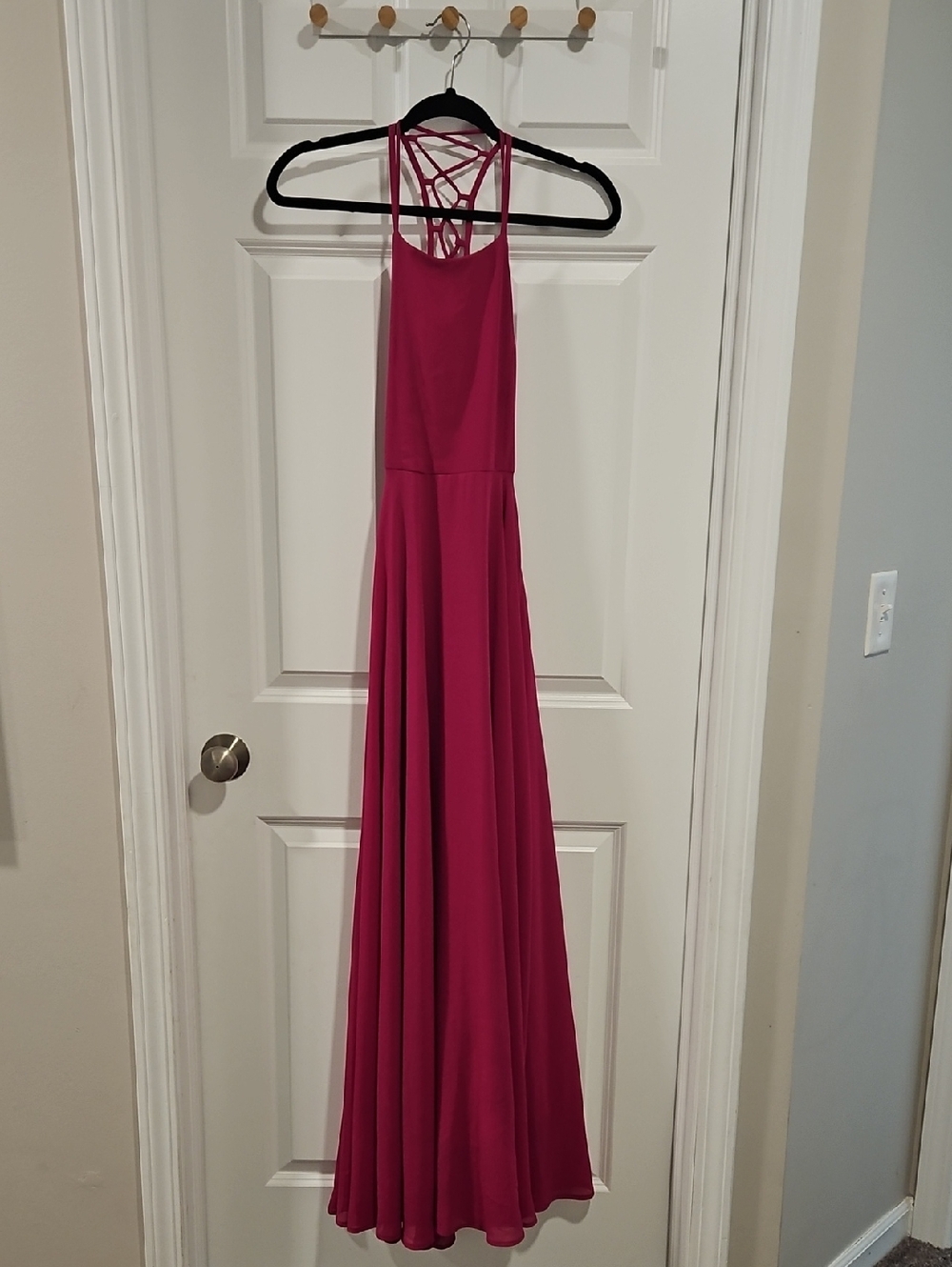 Red Floral Strapless Maxi Dress